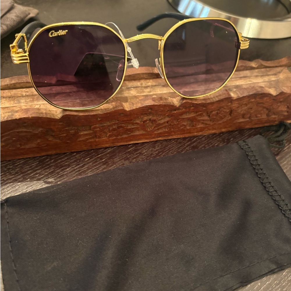 Cartier Gold Frame Sunglasses with Black Lenses